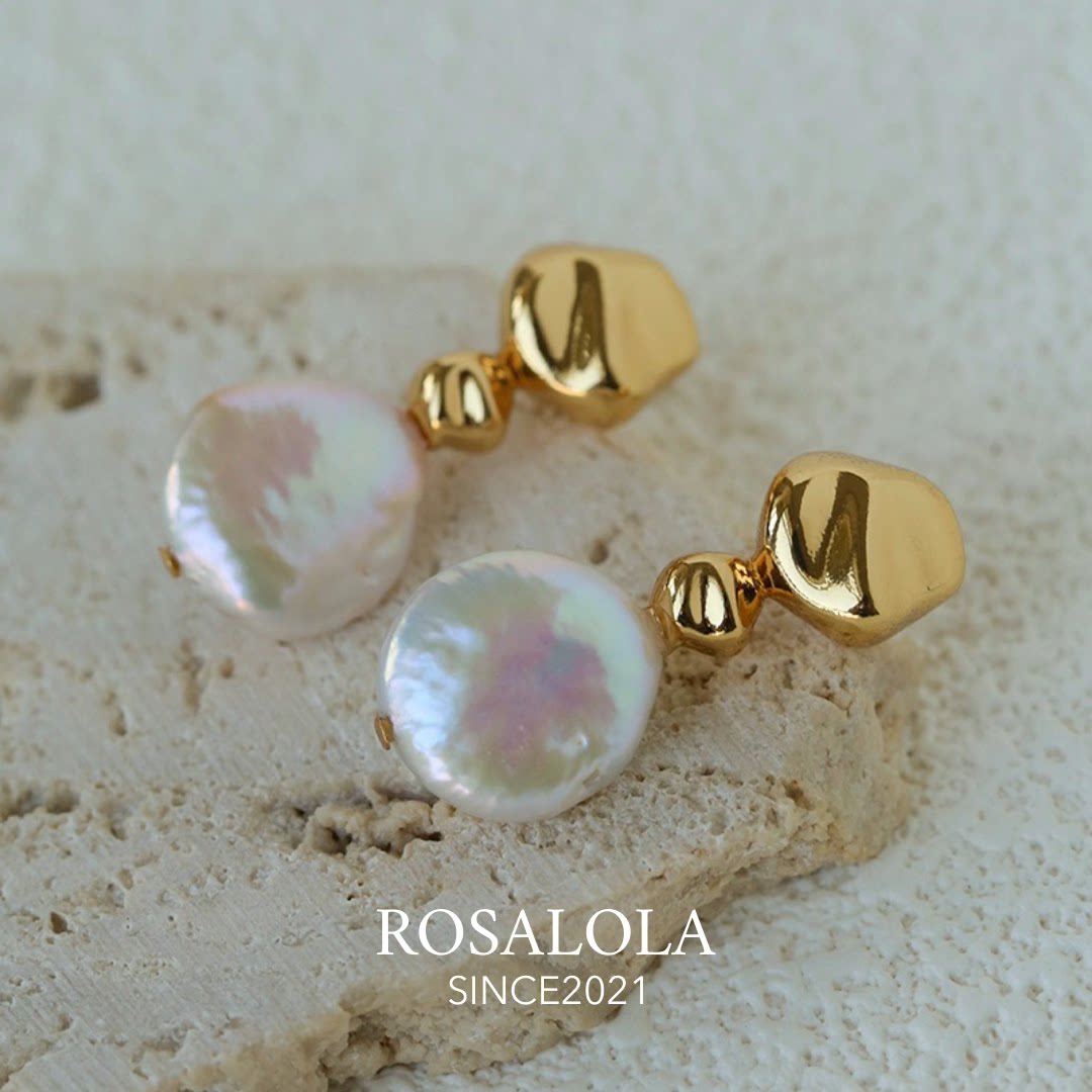 ROSALOLA 熔金花瓣·法式复古巴洛克珍珠耳环·LOLA系列 091701