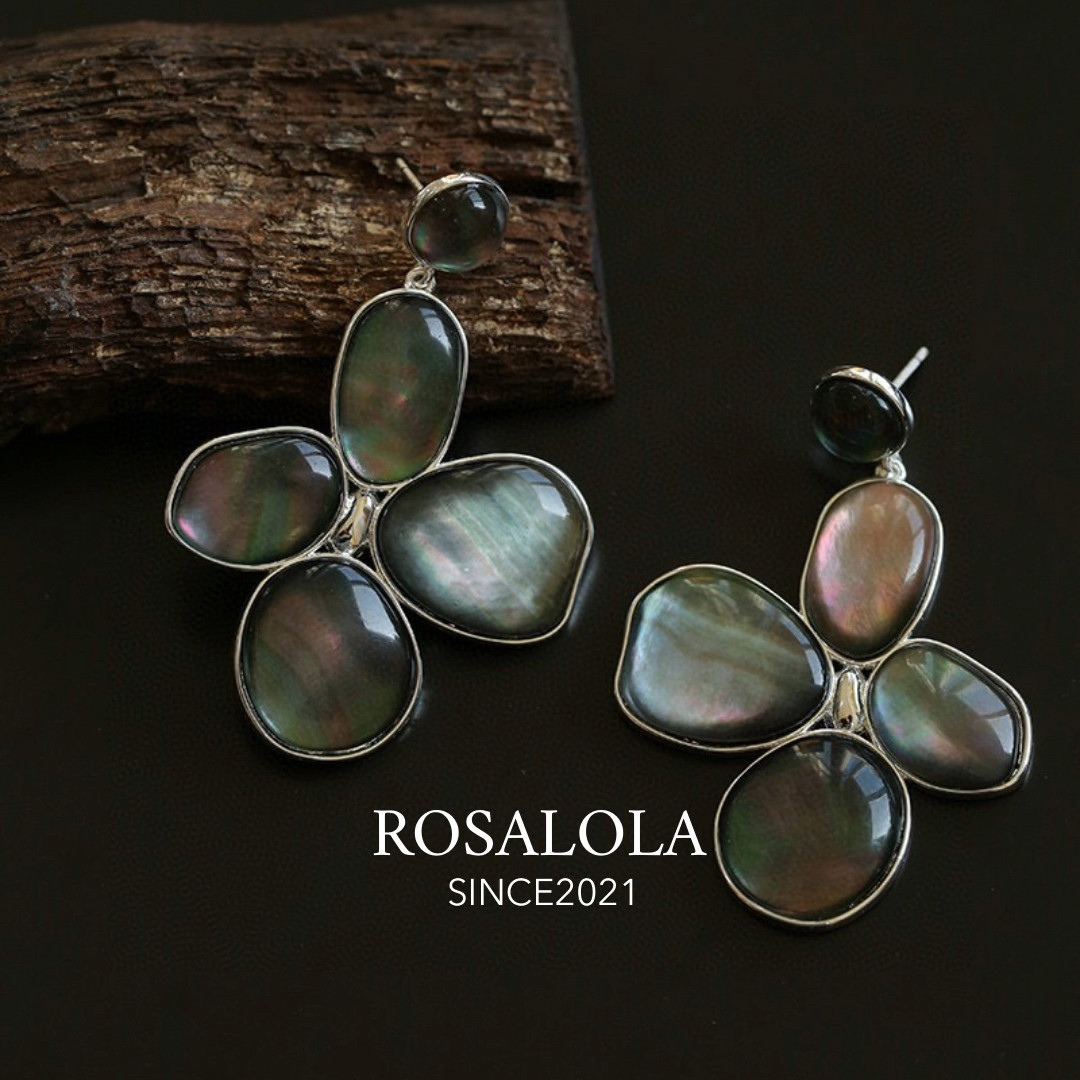 ROSALOLA 黑贝丁香花·法式浪漫复古耳环·LOLA系列 122221