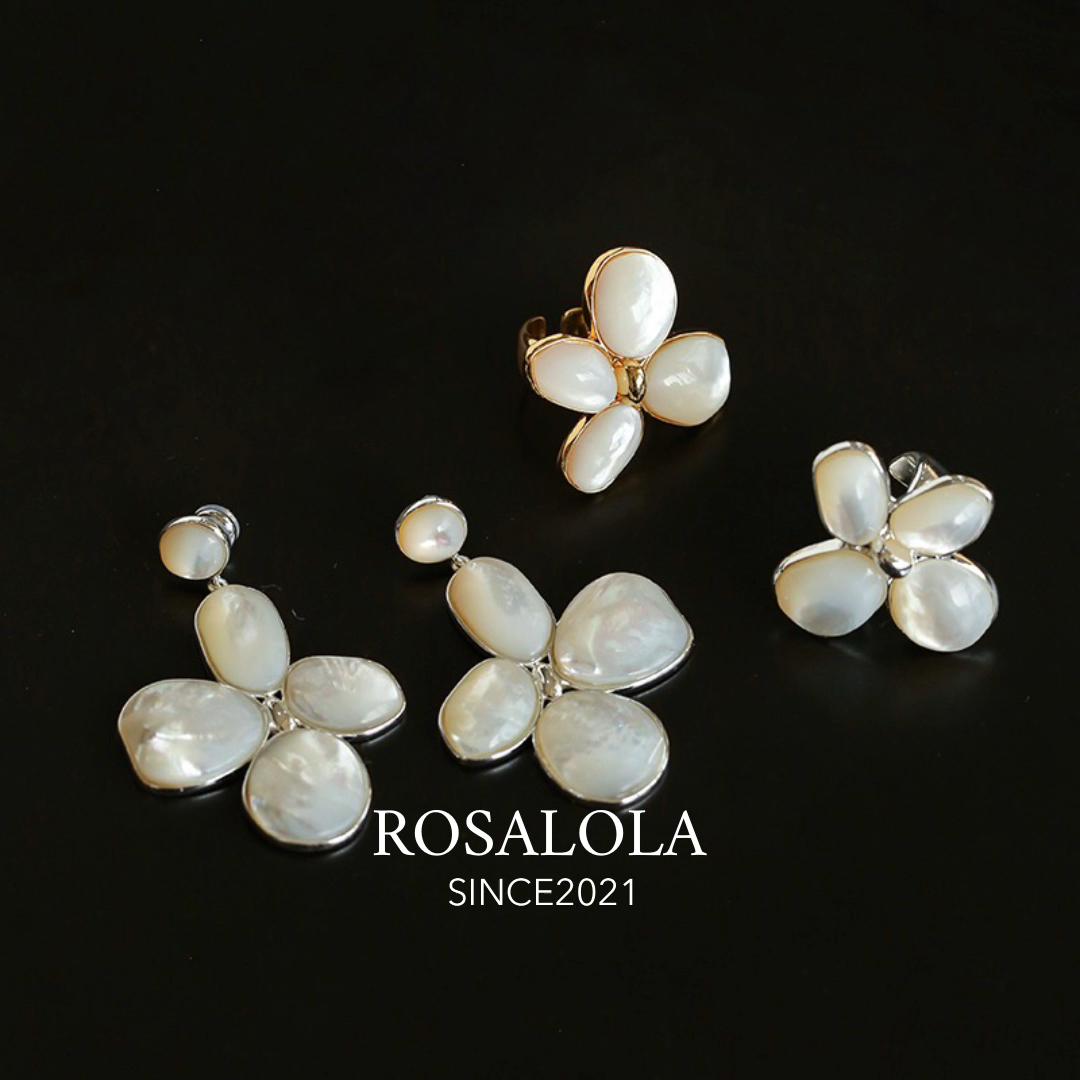 ROSALOLA白贝丁香花/法式复古LOLA系列 耳环戒指