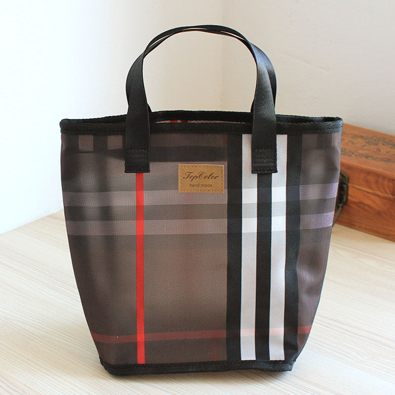 经典优质网纱牛津布手提黑色化妆包收纳包洗漱包大容量便携手拎包