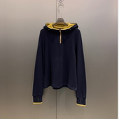 休闲百搭撞色半拉链双面德绒连帽卫衣女 A8107