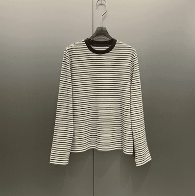 【小雨姐在这里】休闲慵懒撞色条纹长袖T恤女 T8907