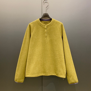 【小雨姐在这里】秋冬新款撞色三粒扣百搭圆领长袖卫衣女A8106