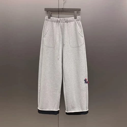 休闲卷边裤脚小马贴标抽绳卫裤女K5344