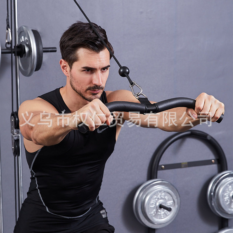 D扣直管短拉杆高位下拉杆健身器材手柄配件负重杆杠铃杆拉背杆