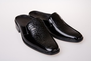 男士皮拖鞋半拖透气防滑影楼拍照服装店试衣间鞋休闲透气试衣鞋