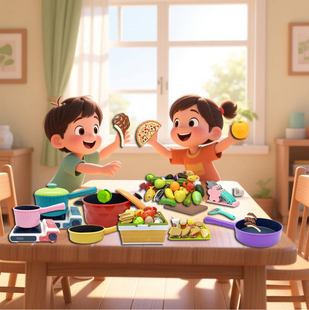 儿童厨房过家家碗瓢盆锅碗煤气灶切切乐鸡蛋玩具小电磁炉玩具套装