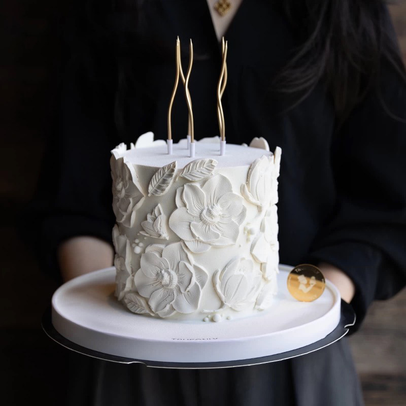 ins女神蛋糕荷花翻糖硅胶模具花卉浮雕蛋糕装饰模具DIY烘培用具