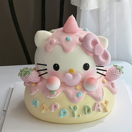狮子座凯蒂猫蛋糕HelloKitty切模草莓硅胶模生日蛋糕装饰ins风