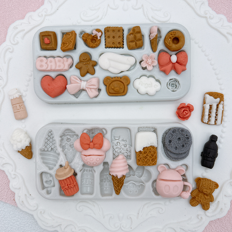 滴胶烘焙模具小熊蝴蝶结饼干糖果硅胶模具翻糖巧克力蛋糕装饰模具