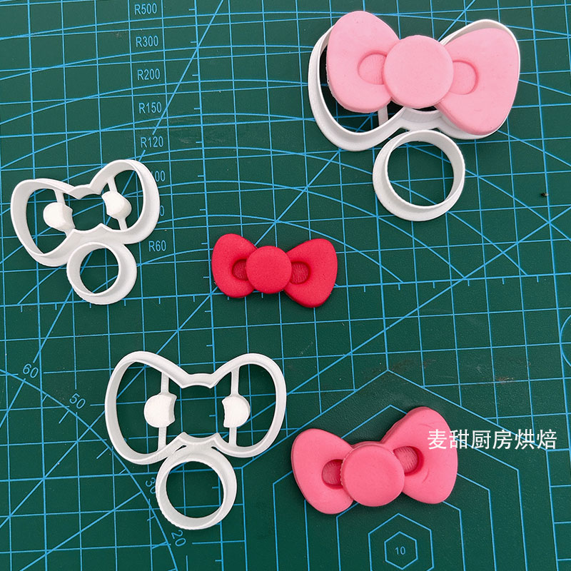 卡通KT猫蝴蝶结翻糖蛋糕切模卡通小猫蝴蝶结切模蛋糕装饰DIY烘培