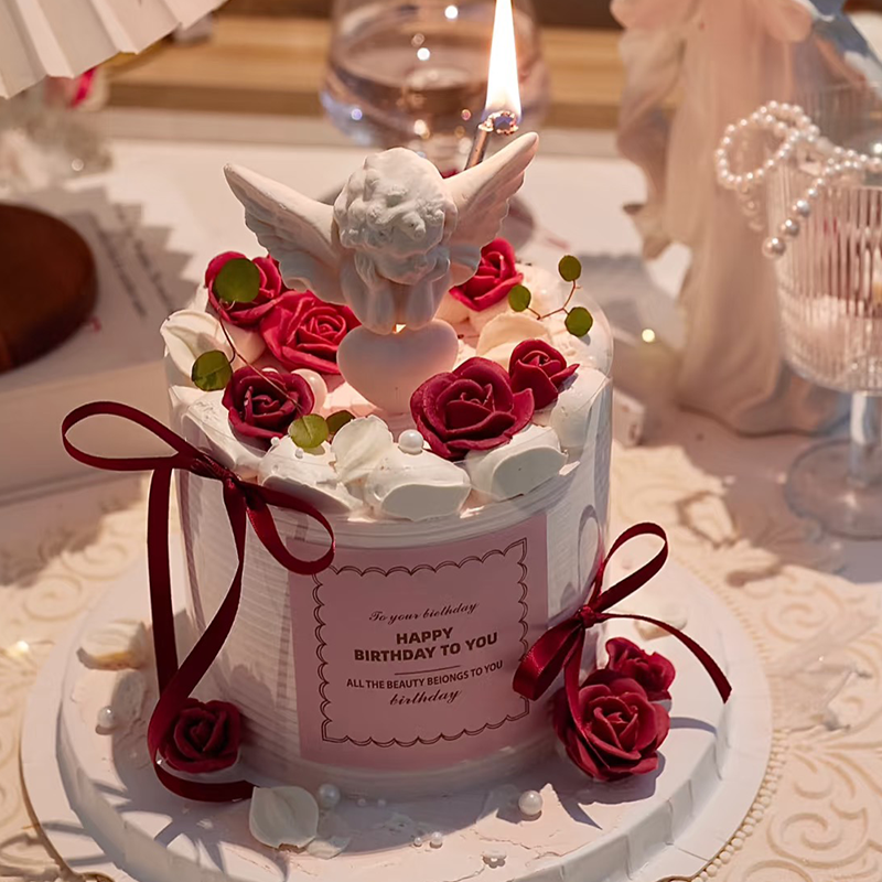 佳妍38女神节网红烘焙蛋糕装饰天使爱心玫瑰花具巧克力翻糖硅胶模