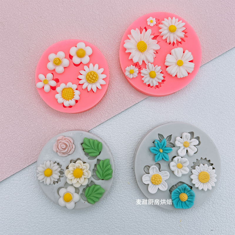 樱花模具硅胶花朵叶子巧克力翻糖花瓣小雏菊蛋糕装饰造型烘焙工具