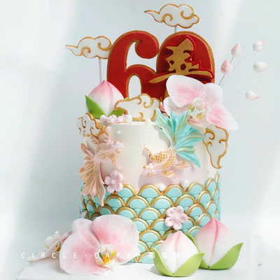 麦甜厨房新中式蛋糕装饰
