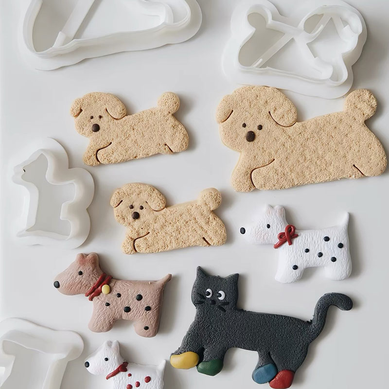韩系卡通可爱猫咪小狗形状糖霜饼干模具家用曲奇烘焙按压切模工具