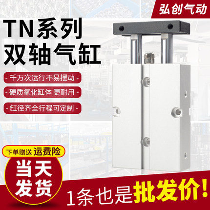 TN双轴双杆气缸小型气动10*16*20X25X32X40X50-30/75/80/90/100-S