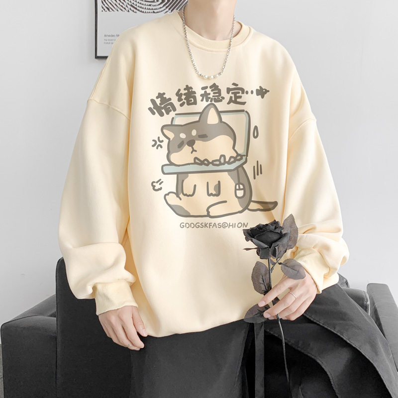 秋季新款圆领卫衣女bf港风胖mm大码200斤宽松长袖打底衫上衣外套
