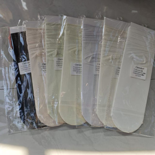 德单新货240针超薄女夏季棉纱中筒堆堆袜竖条透气无骨卷边月子袜
