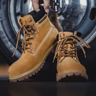 马登复古美式大黄靴休闲中帮马丁靴户外登山靴复古工装靴子春秋女