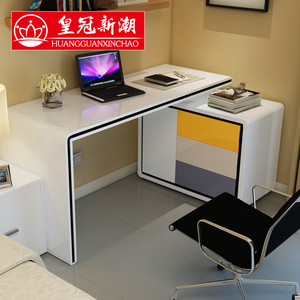 电脑桌台式家用彩色烤漆书桌简约卧室旋转书桌书架书柜转角写字台