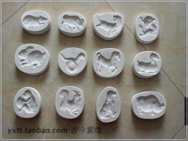 宜兴紫砂雕塑陶吧陶艺教学儿童美术课用十二生肖石膏模型模板模具