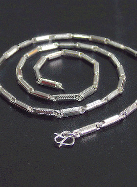 电镀霸气风竹节银链子