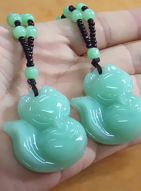 长款百搭翡翠毛衣链狐狸吊坠