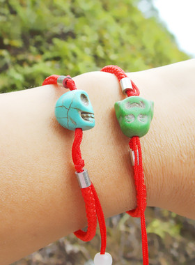 2022年新款红绳手链 调节编织骷髅佛像本命年红绳子手绳陶瓷配饰