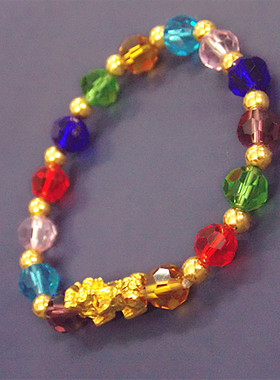 镀金貔貅炫彩水晶手链