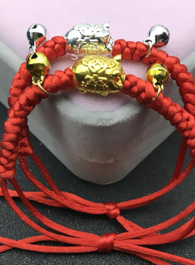 手工编织卡通小金猪本命年红绳