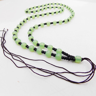 绿珠项链绳子 长款满珠吊坠绳 玉石吊绳挂绳项绳 咖啡色编织绳