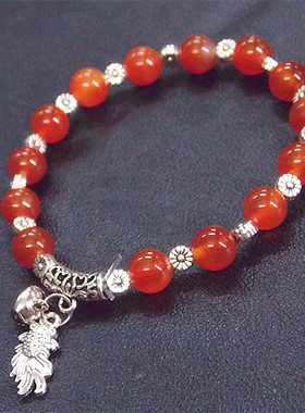 天然红玛瑙单圈手串吊坠送礼佛珠