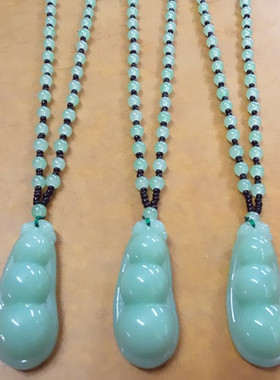 长款豆绿色吊坠挂件毛衣链