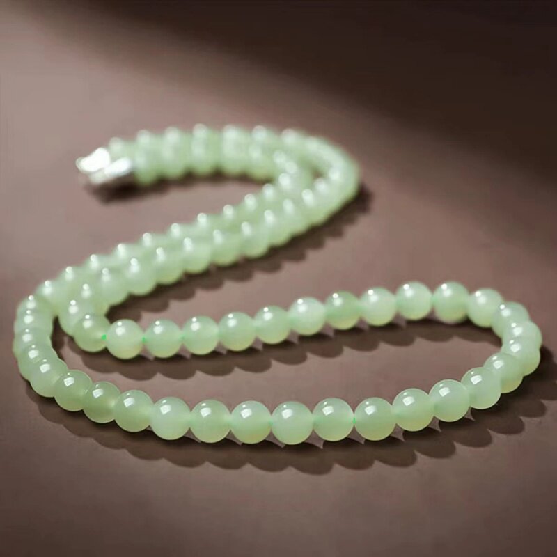 东陵玉羊脂白玉项链奢华气质项链送妈妈礼物8mm短款汉白玉