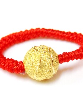 手工编织红绳路路通转运珠戒指