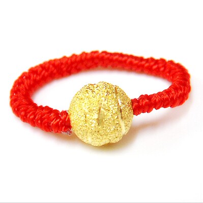 手工编织红绳路路通转运珠戒指