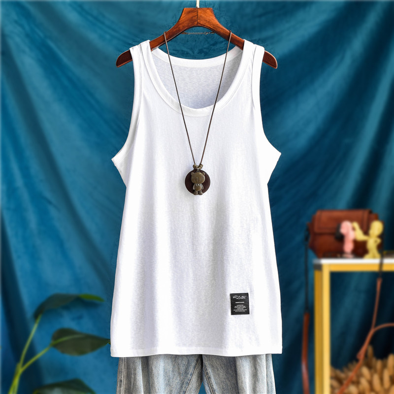中长款雪花亚麻棉背心女夏季薄款大码宽松无袖吊带内搭露边打底衫