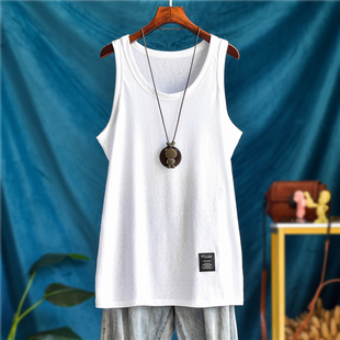 雪花亚麻棉背心女夏季 吊带内搭露边打底衫 薄款 宽松无袖 大码 中长款