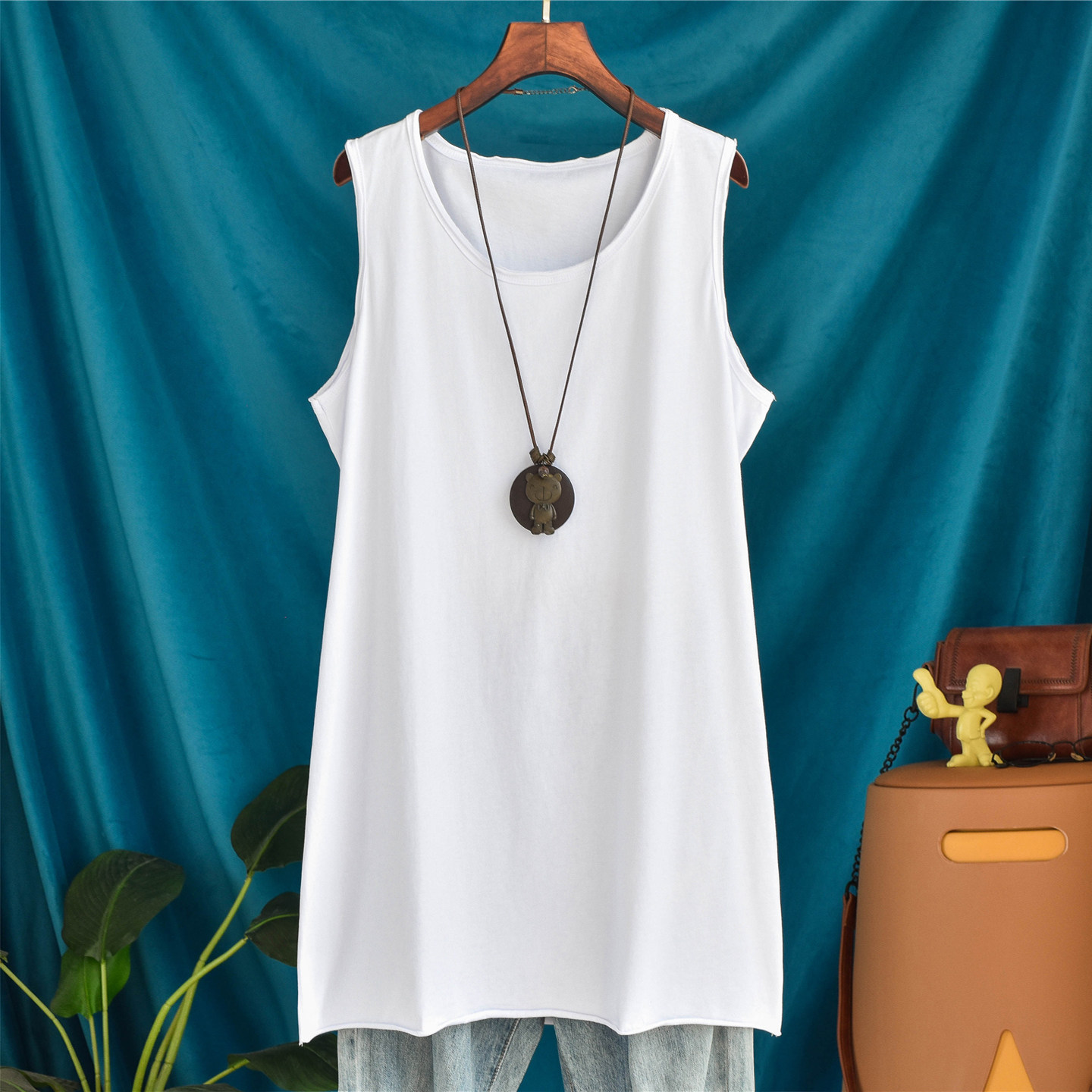 长款卫衣搭配神器纯棉吊带背心女外穿无袖内搭打底衫叠穿屁帘长t