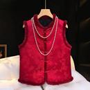 新中式 别致盘扣提花加棉马甲上衣 复古国风毛边棉坎肩女25春冬新款