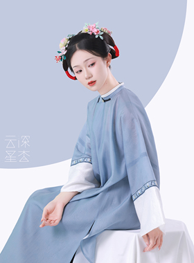 原创清代样式服装｜鸠灰色旗装