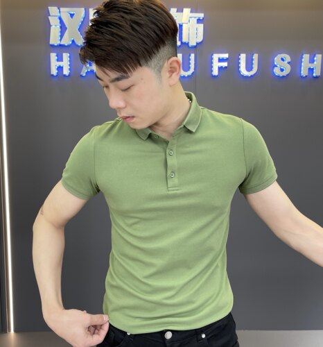 汉图服饰夏季男士纯色韩版时尚百搭修身Polo衫简约上衣短袖T9015