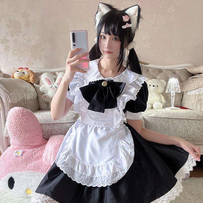 新日系可爱Lolita黑白女佣制服女仆装洛丽塔兔女郎cosplay连衣裙 服饰配件/皮带/帽子/围巾 汉服服配 原图主图