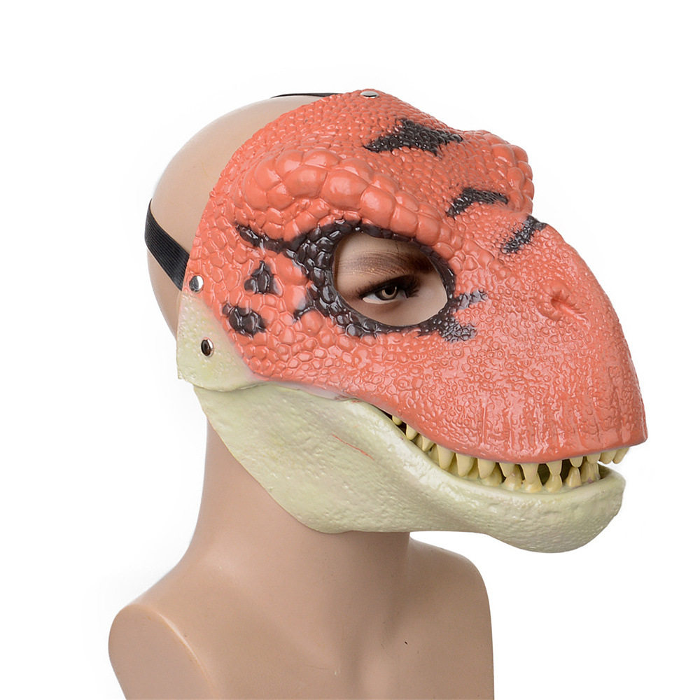 侏罗纪世界恐龙面具动嘴巴霸王龙头套diy白色万圣节派对halloween