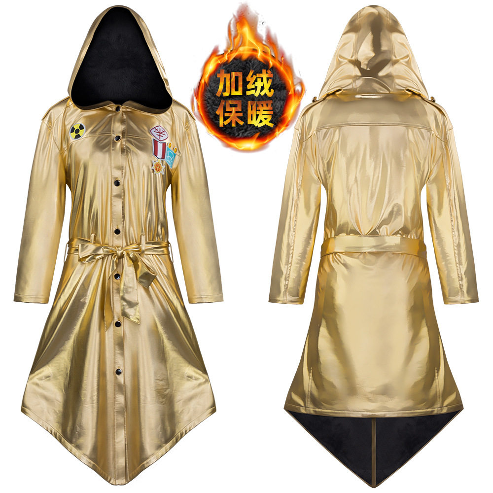 黄金风衣至尊金龙cosplay加绒加厚金色披风