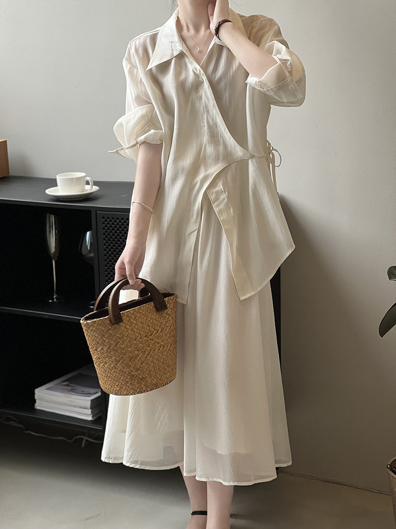 여성을위한 중국 스타일의 새로운 중국 스타일 정장 스커트 초봄 여름 하이 엔드 프랑스 유럽 카고 홍콩 스타일 스커트 패션 투피스 세트