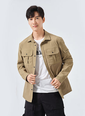 探路者衬衫男22春夏新品户外徒步旅行透气衬衫外套TAKK81247