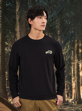 探路者长袖t恤2023秋冬户外休闲运动透气刺绣宽松卫衣TAJJAL91541