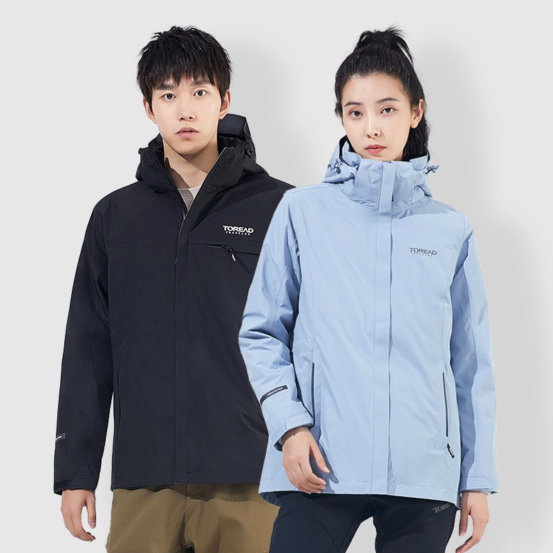 探路者冲锋衣男女22秋冬款户外保暖三合一外套TAWWCK91901/92903
