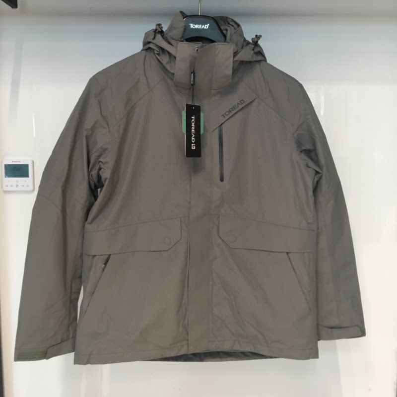 探路者冲锋衣男户外防水套绒两件套登山服保暖外套TAWWBK91105
